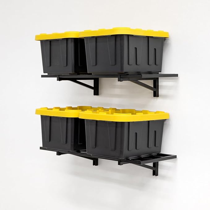 StoreYourBoard 2-Pack Heavy Duty Wall Shelves – Wall-Mounted Garage Storage Shelving and Organization for Sheds, Closets, or Utility Rooms – Holds 200 lbs, 1ft x 2ft, Black