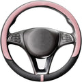 COFIT Breathable Car Steering Wheel Cover 16 inch Auto Universal Leather Wrap Non-Slip Steeringwheel Protector Automotive Interior Accessories, Pink (Suit for 15.5-16 inch)