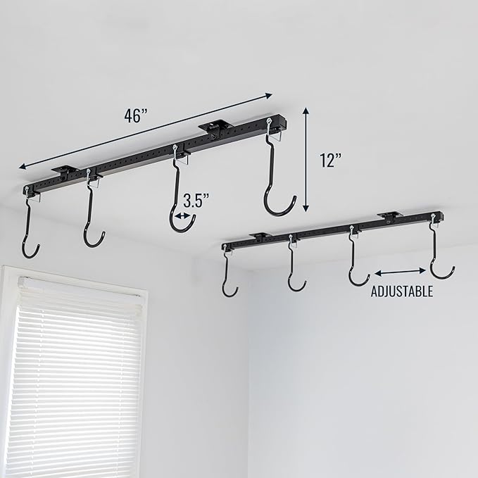 Teal Triangle Ceiling Mounted Bike Rack for Garage - Premium Bicycle Stand & Hanger for Space-Saving Storage | Adjustable Ceiling Hooks Hold 4-8 Bikes - Indoor Bicycle Rack System for basement