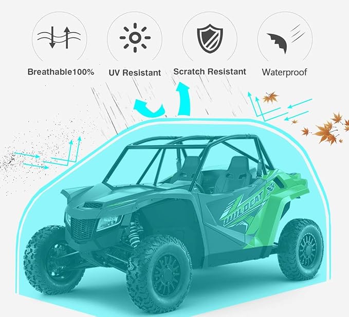 UTV Cover with Heavy Duty 420D Oxford Fabric, Side by Side UTV Cover Protects from Rain, Hail, Leaves and UV, 165’’x70’’x75’’ Utility UTV Cover Fit Polaris Can-Am Defender