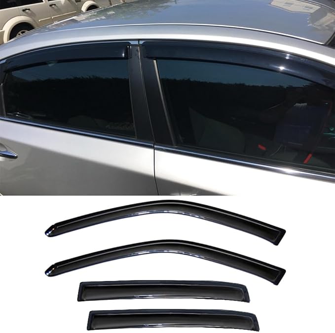 94861 Side Window Visors Wind Vent Deflector for 2013-2018 Nissan Altima,4pcs Outside Mount Dark Smoke Tape-On Nice Sun Rain Guards Set