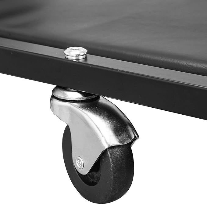 Torin ATR6452B Rolling Garage/Shop Creeper: 40" Padded Mechanic Cart with Adjustable Headrest and 6 Casters, Black