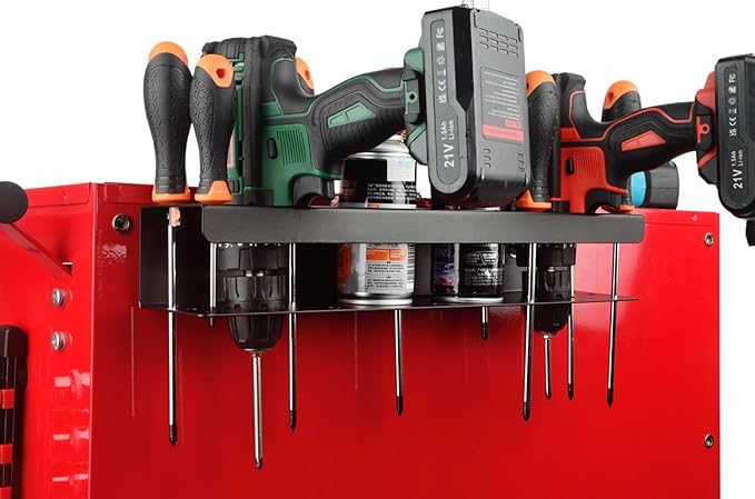 ULIBERMAGNET Power Tool Organizer Rack,Magnetic Heavy Duty Drill Holder,Wall Mount Metal Tool Rack with Screwdriver,Cordless Drill,Utility Rack for Warehouse,Garage,Toolbox