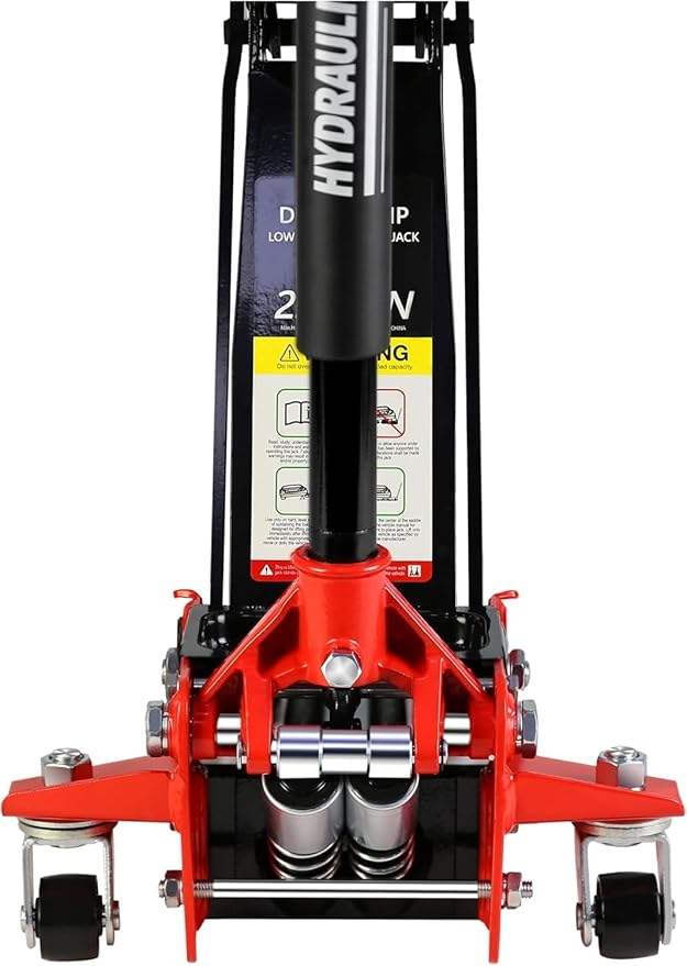 2.5 Ton Low Profile Floor Jack - Heavy Duty With Dual Piston Quick Lift Pump, Steel Car Jack Adjustable Height 3.5"-19.5", Hydraulic Trolley 5000 LBS Capacity, Red