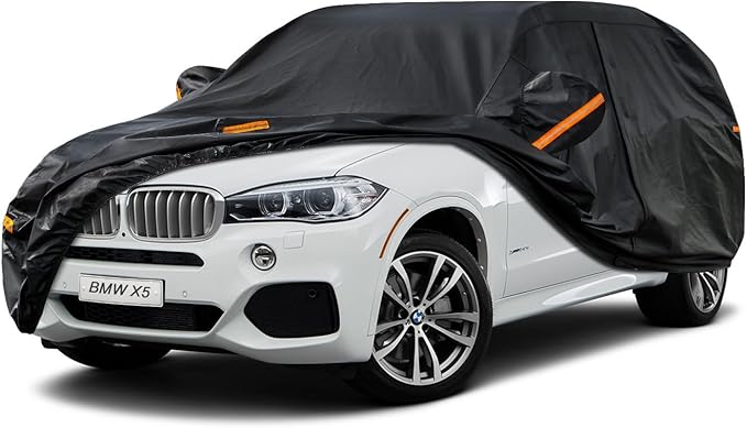 Kayme 7 Layers SUV Car Cover Custom Fit for BMW X5 (2007-2025) Waterproof All Weather for Automobiles, Outdoor Full Cover Rain Sun UV Protection.Black