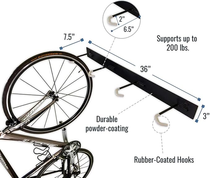 4 Bike Rack for Garage - Solid Steel Extra Heavy Duty BLAT Bike Rack - Garage Wall Mounted Bicycle Storage
