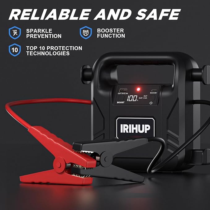 Car Battery Jump Starter 4000A, Car Jump Starter Jump Box(Up to All Gas or 10L Diesel Engine),12V Jump Starter Battery Pack Portable Smart Jumper Cables, Lithium Jumpstarter with LED Light