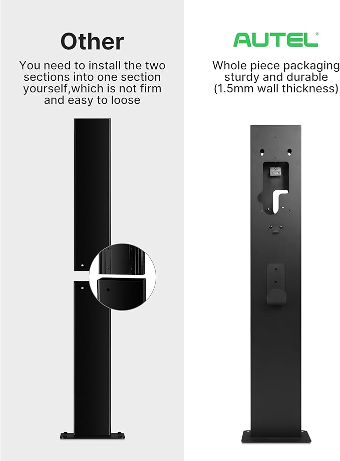 Autel Ev Charger Connector Pedestal, Freestanding Electric Car Charging Stations Stand Accessory, Corrosion Resistance, 430 Stainless Steel, Fits for All Level 2 Chargers(40A,50A,80A)