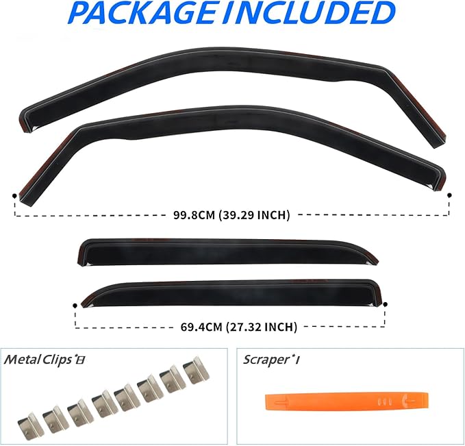 4 PCS in-Channel Rain Guards Fit for 2009-2018 Dodge Ram 1500 Crew Cab, 2019-2023 Ram 1500 Classic Body, 2010-2024 Ram 2500 & 3500 Mega/Crew Cabs Window Vent Visors, Window Deflectors