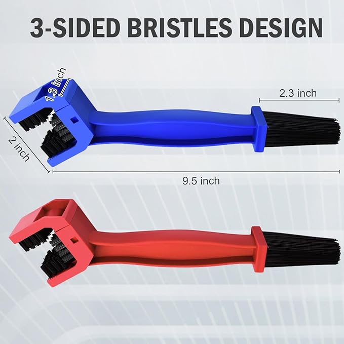 Bike or Motorcycle Chain Washer, Cleaning Brush 2 Pcs (Color, Blue and Red)