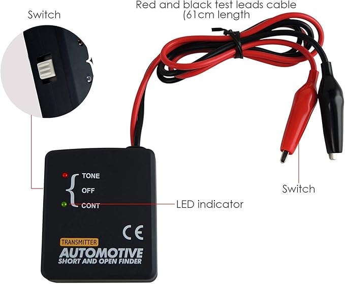 Automotive Circuit Tester, Car Repair Cable Circuit Wire Tracker Tracers Analyzer Short Open Finder Tester Checker Device Detector Probe DC 6-42V Car Diagnostic Tool