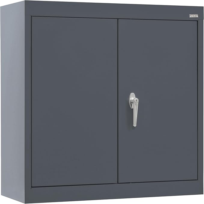 Sandusky Lee WA11301226-02 Wall-Mount Metal Storage Cabinet with Adjustable Shelf, Locking Handle, 200lb Capacity, 12" Depth x 30" Width x 26" Height, Charcoal