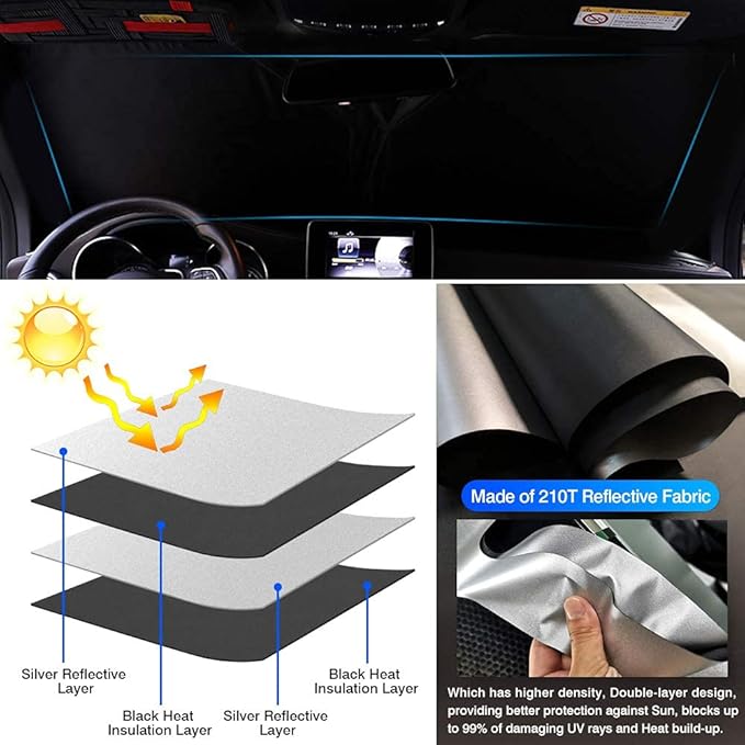 KUST Windshield Sun Shade for Audi Q7 SUV Accessories 2016-2026 Sunshade Sun Visor Protector Blocks UV Rays Foldable Keep Your Car Cooler