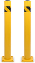 BISupply Safety Bollard Post Parking Barrier 2 Pack - 42in Yellow Pipe Bolt Down Bollard for Garage Lot