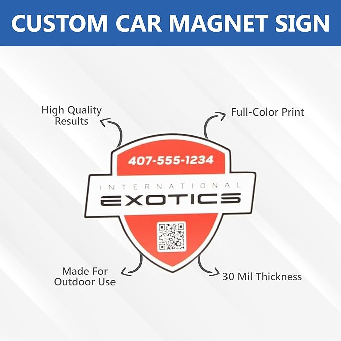 Custom Car Magnet Signs for Businesses (Custom Size) - Personalized Car Magnets for Advertising and Vehicle Promotion - Advertising Magnets for Cars Door - Professionally Printed