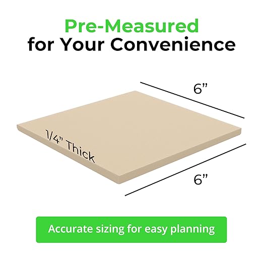XCEL Equipment Pads, Anti Vibration Non Slip Furniture Pads Customizable Acoustic Foam Rubber Pads Versatile Adhesive and Non-Adhesive (6" x 6" x 1/4" (8 Pack), White - Adhesive One Side)