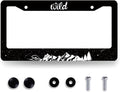 Mountains License Plate Frame Ocean Waves Forest Starry Sky License Plate Stainless Steel Mountain Car Accessory Funny License Plate Decoration Men Women Size 12.2" x 6.2" with Screw