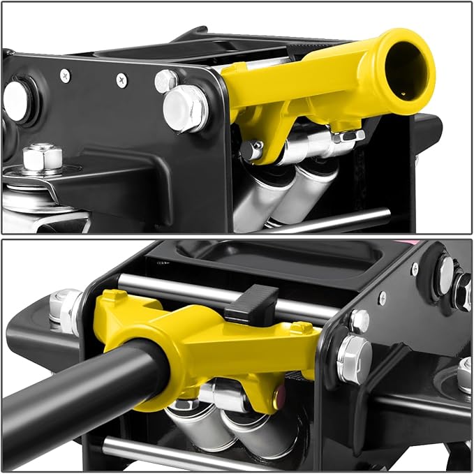DNA MOTORING Low Profile Hydraulic Trolley Service/Floor Jack, 4 Ton (8000 lbs) Capacity, Lifting Range 4.5"-20", Yellow, TOOLS-00307-YL