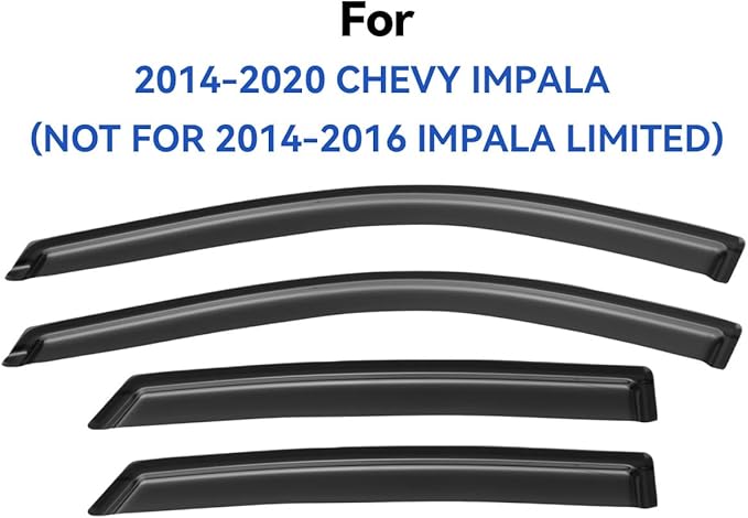 Window Visors Rain Guards for 2014-2020 Chevy Impala, Out-Channel Window Vent Wind Deflectors Visors Shades for 14-20 Impala