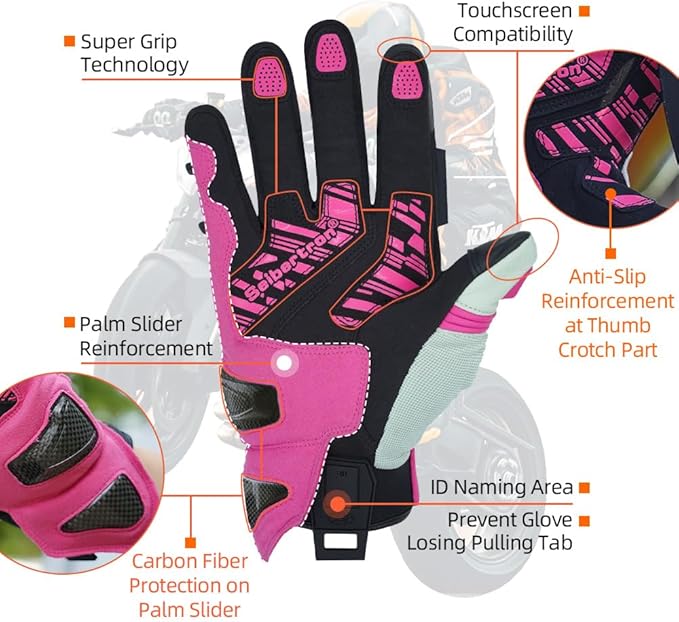 Seibertron SPS Series Touchscreen Motorcycle Motocross BMX ATV MTB Bicycle Cycling Full or Half Finger Gloves Adult and Youth