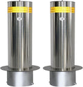 Steel Safety Bollard Post, Driveway Parking Interceptor Bollard, Crash Column Safety Warning Column, Parking Stopper for Garage, for Parking Barrier, Road Safety(Silver (2PCS))