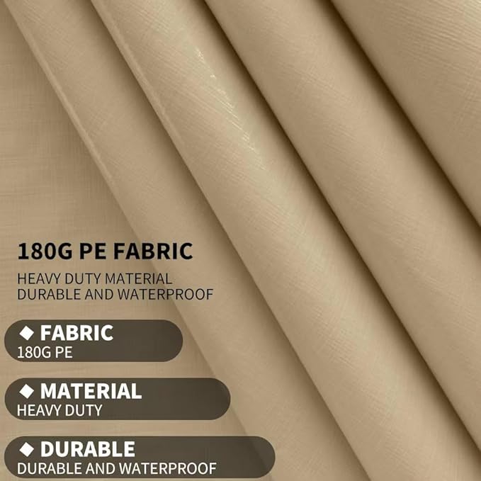 Rutile 12 x 20 FT Carport Replacement Cover, Heavy Duty Car Tarp Canopy Tent Garage Top Shelter Cover with Fabric Leg Pole Skirts and Ball Bungees Beige (Only Top Cover, Frame is not Included)