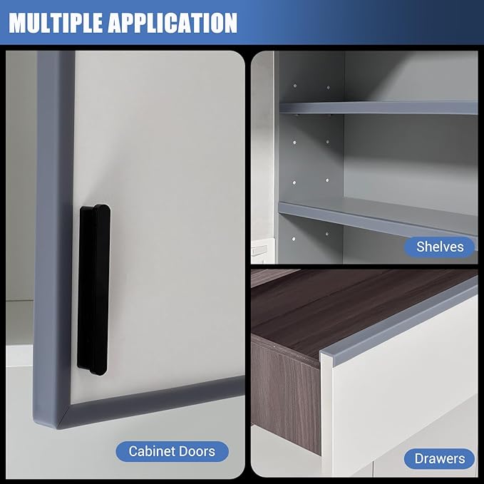 Rubber Edge Trim, Flexible Edge Banding, 3/4"(19mm) U Channel Furniture Edge Protector, Self Adhesive Edge Guards for Plywood, Wood, Glass Parts, 20Ft, Grey Color