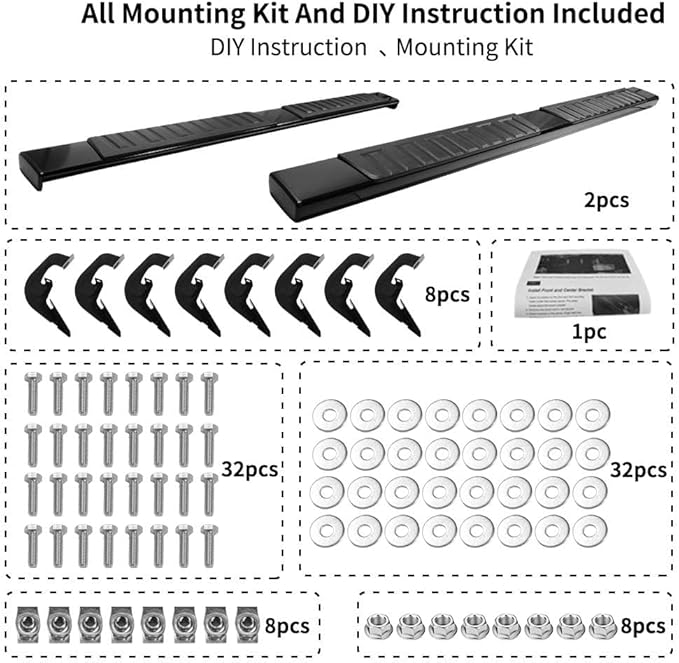 YITAMOTOR Running Boards 6 inches OE Style Aluminum Side Steps, Nerf Bars, Compatible with 2007-2018 Chevy Silverado/GMC Sierra 1500 & 2007-2019 2500HD/3500HD Crew Cab (Gas Engine ONLY), Black