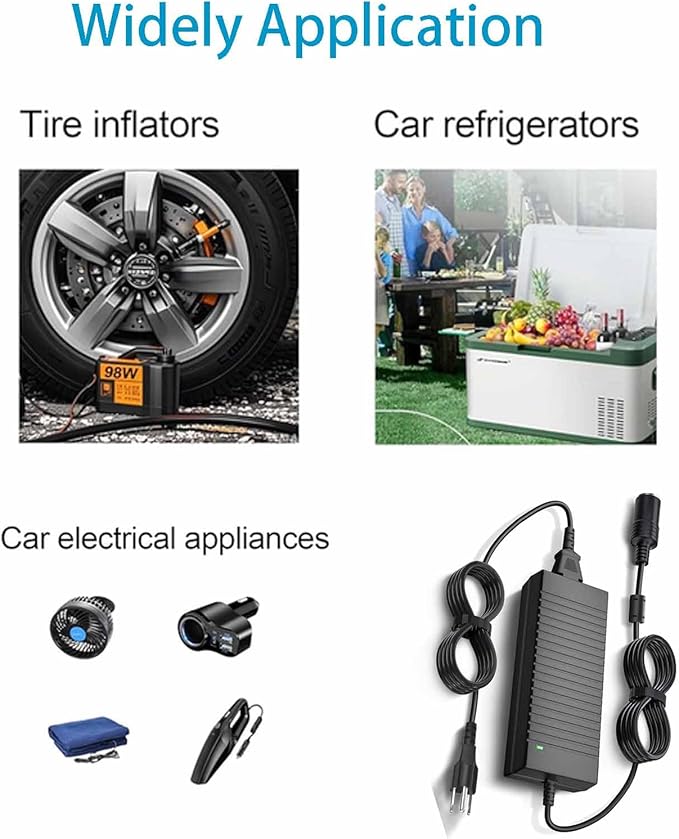 12V 15A Power Adapter Car Charger Converter,Car Cigarette Lighter Socket AC/DC Power Supply Adapter Transformer for Tire Inflator, Car Refrigerator, Car Vacuum Cleaner, and Other Car Devices
