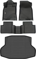 GINOWY-Floor Mats & Cargo Liner for Honda Civic 2016-2021 Civic Sedan/Civic Si (Not Hatchback/Coupe/Type R) All Weather Civic Car Mats Non-Slip Floor Liners Waterproof Accessories Black