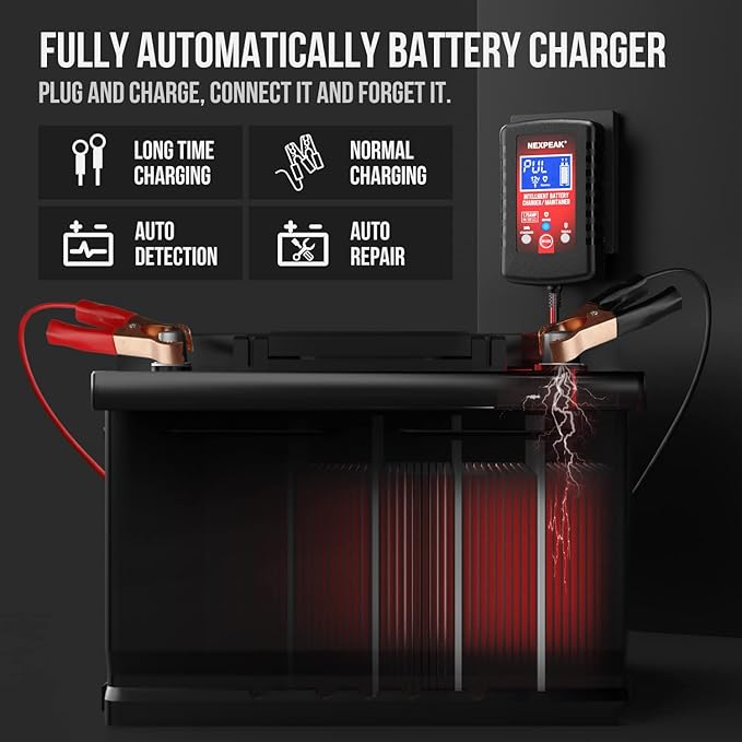 2-Pack Smart Fully Automatic 6V 12V Battery Charger Maintainer for Car, Marine, Motorcycle, Lawn Mower
