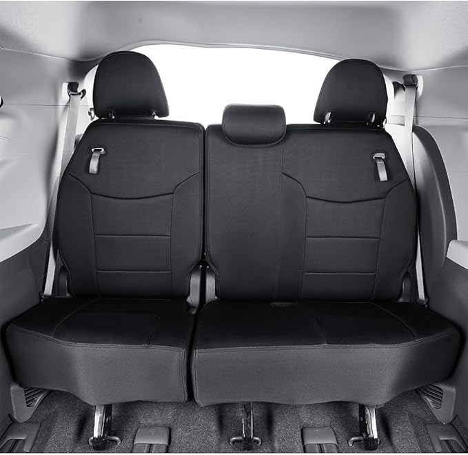 EKR Sienna Seat Covers for 2021-2025 Toyota Sienna XLE,XSE,Limited,Platinum,7 Seats,2nd Row Captain Chairs W/NO Legrest,Waterproof Seat Covers Full Set for Cars,Car Seat Protectors-Neoprene(Black)