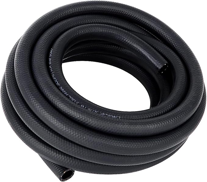 LokoCar 5/16" ID Fuel Hose Line Push Lock NBR Rubber SAE 30R7 300PSI 25ft Black