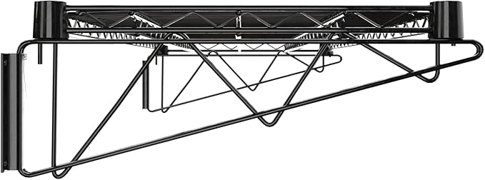 18" x 48" Black Epoxy Wire Wall Mount Shelf