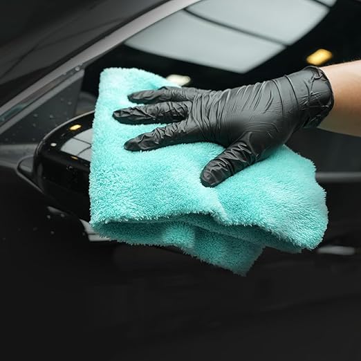SPTA Microfiber Drying Towel Car Wash Drying Towel, 6 Pack Super Plush Edgeless Car Wash Towels for Auto Detailing, 16.1x17.7 in, 420GSM, Teal Blue-MT039