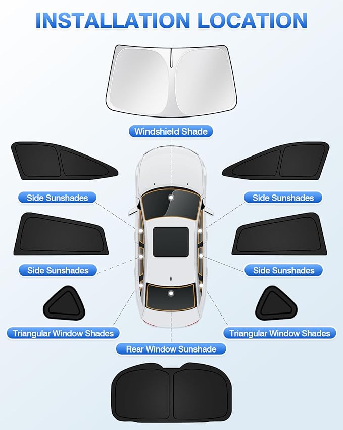 Sunshades for Subaru Crosstrek 2024 2025 2026 Accessories Windshield Sun Shade Side Rear Window Shade Cover Sun Visor Shield Privacy Protection Keep Vehicle Cool Black 8PCS