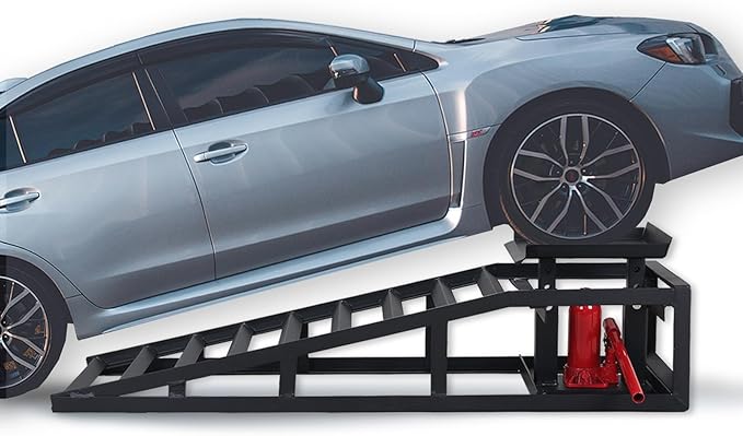 Hydraulic Car Ramps 11000lbs Low Profile Car Lift Service Ramps Truck Trailer Garage,Height Vehicle 2-PCS Black