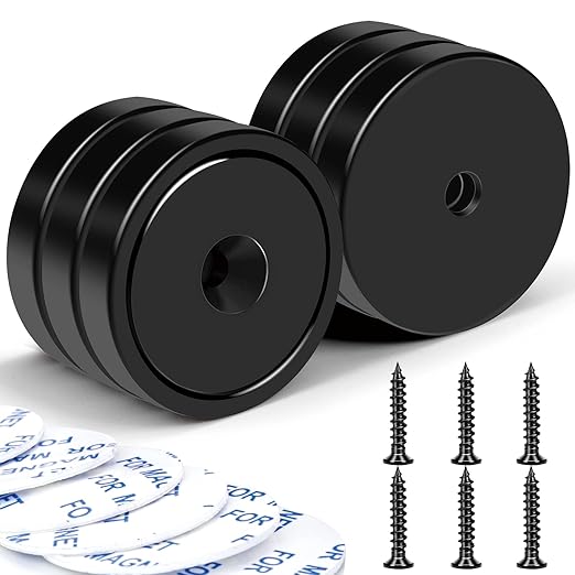 LOVIMAG Magnets with Holes, 110 lb+ Waterproof Strong Neodymium Cup Disc Magnets with Screws for Wall Mounting, Lifting Tools - Pack of 6
