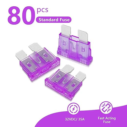 (80Pcs) 35 Amp Standard Fuse, 35A Car Blade Fuses for Car/RV/Truck/SUV/Motorcycle/Boat