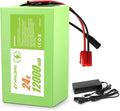 24V 12Ah Battery & Charger Kit for Kids Ride-On Cars | Compatible with 24V Torex UTV 4X4 & Electric ATVs | 7S4P 29.4V with Safety Harness & Red Plug (Flex 24V12Ah 20hr)