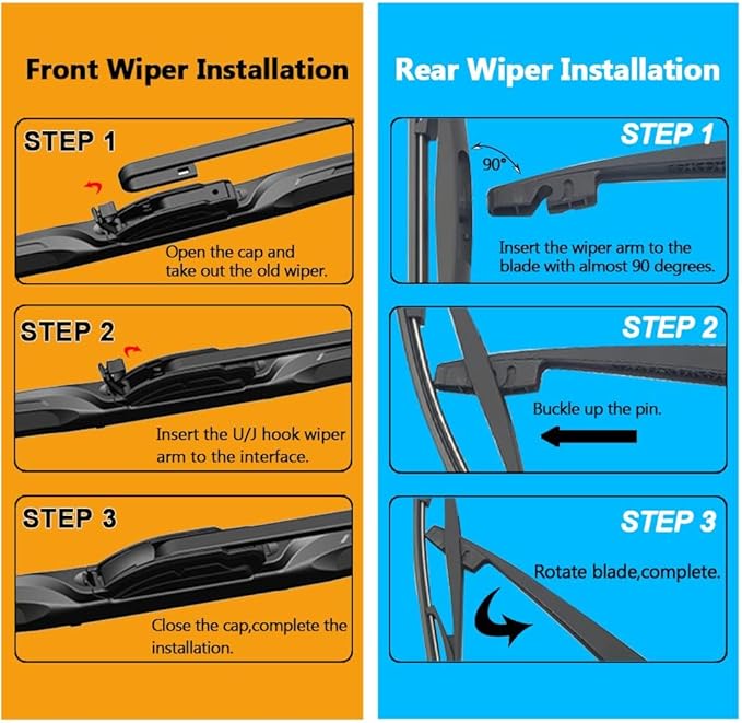 AUTOBOO 26"+20" Windshield Wipers with 14" Rear Wiper Blade Sets Replacement for Acura MDX 2014-2020 -Original Factory Quality (Pack of 3)