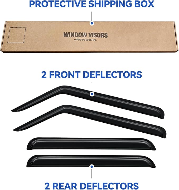 Window Visors Rain Guards for 2006-2010 Jeep Commander, Out-Channel Window Vent Wind Deflectors Visors Shades for 06-10 Jeep Commander