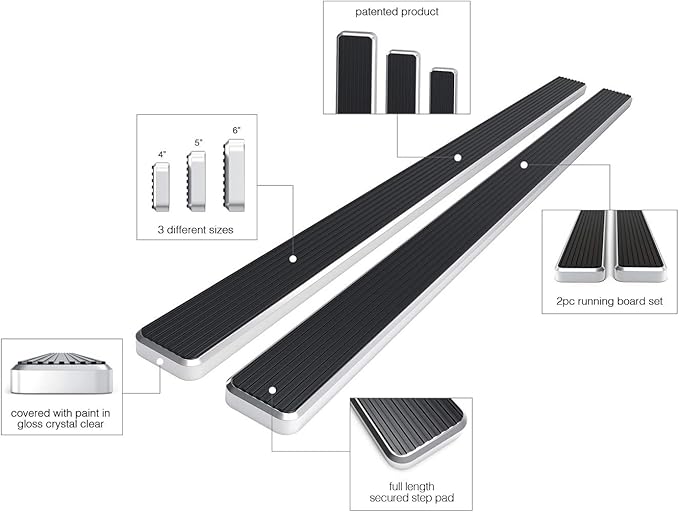 APS Running Boards 5 inches Compatible with Ford F150 2015-2025 Regular Cab & F-250 F-350 Super Duty 2017-2025 304 Stainless Steel (Nerf Bars Side Steps Side Bars)