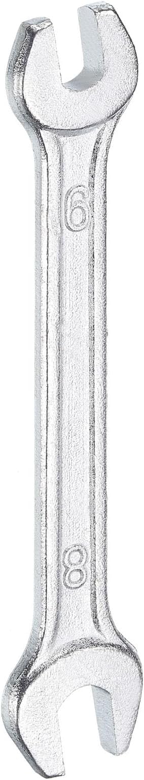 HARFINGTON Double Open End Wrench 6mm x 8mm Metric 15 Degree Offset Angle Small Flat Head Wrench Galvanizing Open Ended Spanner for Automotive Repair Furniture Assembly