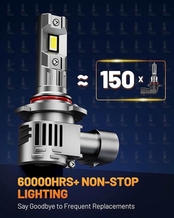 forenner Fahren 9005 9006 𝐋𝐄𝐃 Bulbs, 𝟏𝟎𝟎𝟎𝟎𝟎𝐋𝐌 𝟏𝟎𝟎𝟎% Super Brighter, 1:1 Size HB3 HB4 fog light bulb 6500K Cool White, Plug and Play IP68 Waterproof, Pack of 4