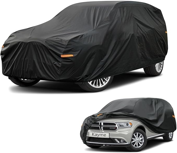 Kayme 7 Layers SUV Car Cover Custom Fit for Dodge Durango（2004-2025 Waterproof All Weather for Automobiles, Outdoor Full Cover Rain Sun UV Protection.Black