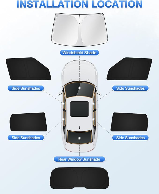 Sunshades for Kia Soul 2020-2025 2026 Accessories Windshield Sun Shade Side Rear Window Shade Cover Sun Visor Shield Privacy Protection Keep Vehicle Cool Black 6PCS