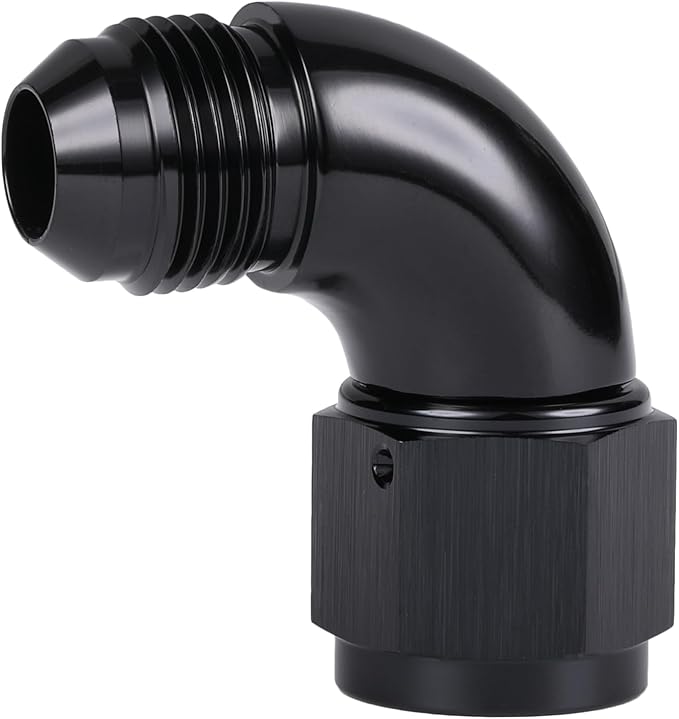 90 Degree 10AN Male to 10AN Female Swivel Full Flow Fitting Adapter Coupler Aluminum Black