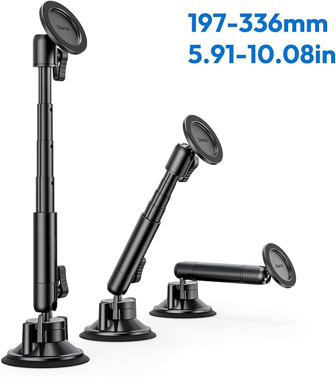 ULANZI ZJ06 Magnetic Suction Cup Mount Compatible with iPhone MagSafe Extendable Cellphone Stand Photo Video Filming Accessories Car Dashboard Windshield for iPhone 16 15 14 13 12