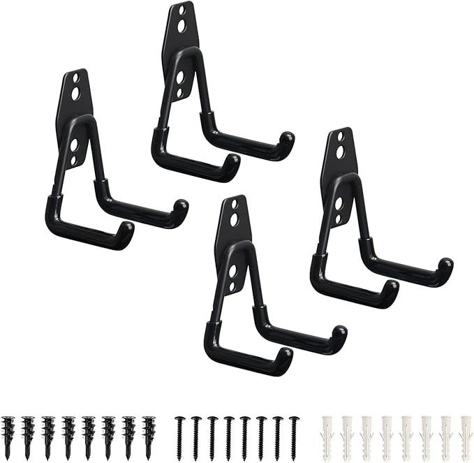 Garage Storage Utility Hooks - 2.8 Inch Wall Mount Hanging Hook, Tool Organizer, Heavy Duty Double Hook